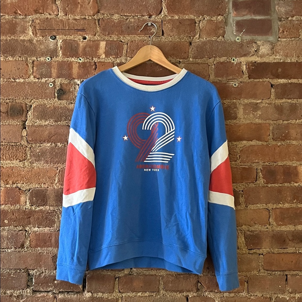 Abercrombie & Fitch Blue and Red Crewneck Sweater
